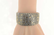 Load image into Gallery viewer, Sterling Silver Two Tone Dotted Pattern Geometric Cuff Bracelet 7&quot;