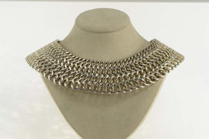 Sterling Silver Massive Thick Chain Collar Statement Necklace 17"