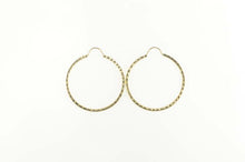 Load image into Gallery viewer, 14K Diamond Cut Grooved Statement Hoop Earrings Yellow Gold