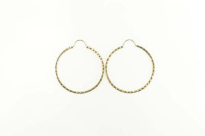 14K Diamond Cut Grooved Statement Hoop Earrings Yellow Gold