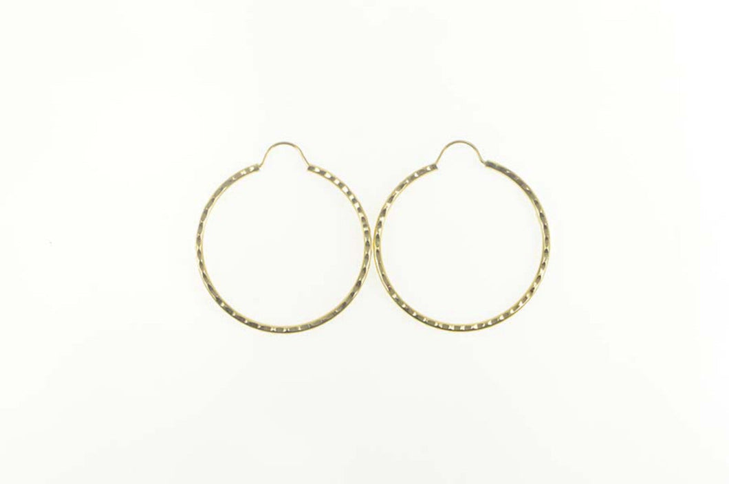 14K Diamond Cut Grooved Statement Hoop Earrings Yellow Gold