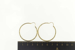 14K Diamond Cut Grooved Statement Hoop Earrings Yellow Gold