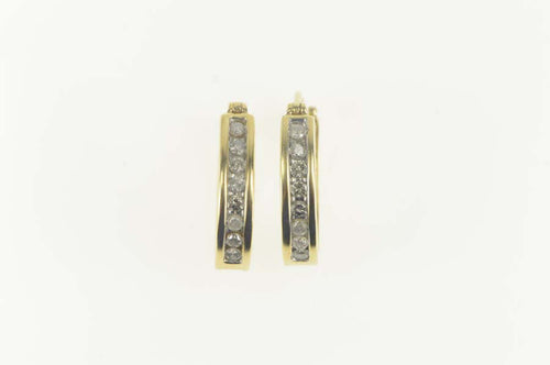10K 0.32 Ctw Diamond Inset Oval Statement Hoop Earrings Yellow Gold
