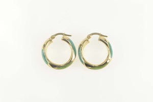 14K Pastel Enamel Zig Zag Grooved Hollow Hoop Earrings Yellow Gold