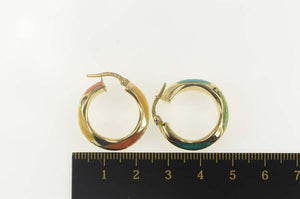 14K Pastel Enamel Zig Zag Grooved Hollow Hoop Earrings Yellow Gold