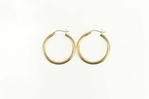 14K 30.0mm Classic Round Simple Hollow Hoop Earrings Yellow Gold