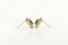 Load image into Gallery viewer, 14K Oval Sapphire Diamond Halo Classic Stud Earrings Yellow Gold