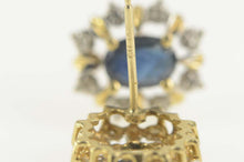 Load image into Gallery viewer, 14K Oval Sapphire Diamond Halo Classic Stud Earrings Yellow Gold