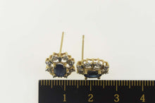 Load image into Gallery viewer, 14K Oval Sapphire Diamond Halo Classic Stud Earrings Yellow Gold
