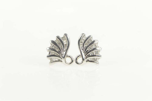 14K 0.40 Ctw Baguette Diamond Fanned Cluster Earrings White Gold