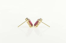Load image into Gallery viewer, 10K Emerald Cut Syn. Ruby Diamond Accent Stud Earrings Yellow Gold