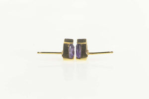 14K Trillion Amethyst Solitaire Geometric Stud Earrings Yellow Gold
