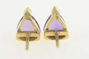14K Trillion Amethyst Solitaire Geometric Stud Earrings Yellow Gold