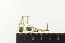Load image into Gallery viewer, 14K Oval Nephrite Retro Filigree Tear Drop Dangle Earrings Yellow Gold