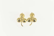 Load image into Gallery viewer, 14K 1960&#39;s Pearl Cluster Clover Shamrock Stud Earrings Yellow Gold