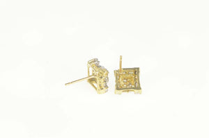 14K 0.36 Ctw Diamond Square Cluster Stud Earrings Yellow Gold