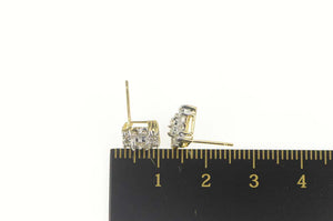 14K 0.36 Ctw Diamond Square Cluster Stud Earrings Yellow Gold