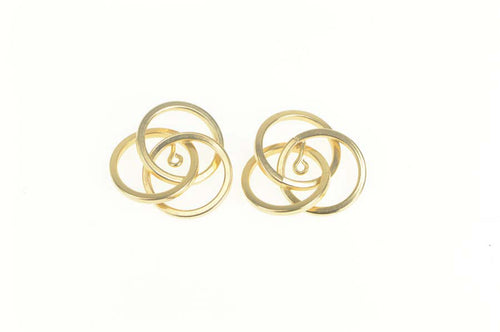 14K Twist Spiral Borromean Rings Stud Enhancer Earring Jackets Yellow Gold