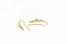 Load image into Gallery viewer, 14K Pearl Diamond Accent Ornate Curvy Dangle Earrings Yellow Gold