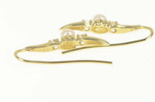Load image into Gallery viewer, 14K Pearl Diamond Accent Ornate Curvy Dangle Earrings Yellow Gold