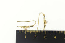 Load image into Gallery viewer, 14K Pearl Diamond Accent Ornate Curvy Dangle Earrings Yellow Gold