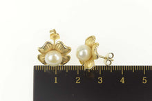 Load image into Gallery viewer, 14K Dogwood Flower Pearl Statement Stud Earrings Yellow Gold
