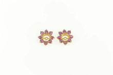 Load image into Gallery viewer, 14K Natural Ruby Halo Stud Enhancer Earring Jackets Yellow Gold