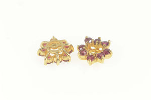 14K Natural Ruby Halo Stud Enhancer Earring Jackets Yellow Gold