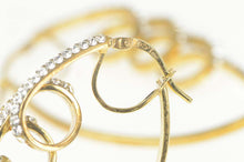 Load image into Gallery viewer, Sterling Silver Pave Rhinestone Encrusted Twist Oval Hoop Earrings