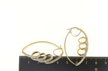 Load image into Gallery viewer, Sterling Silver Pave Rhinestone Encrusted Twist Oval Hoop Earrings