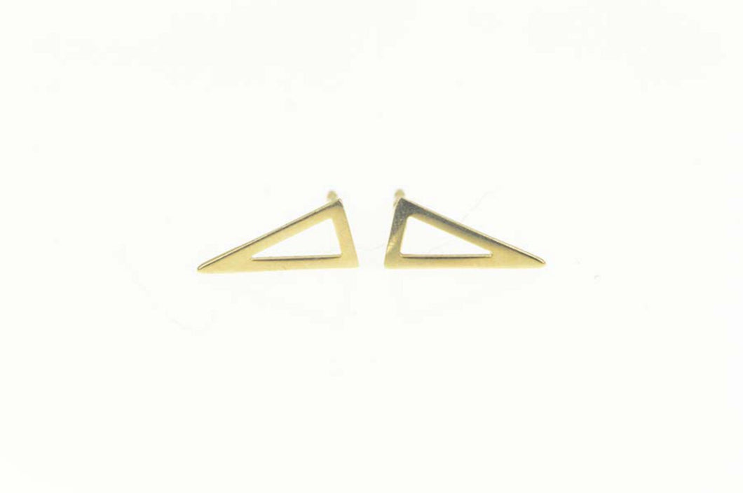 14K Triangle Geometric Statement Simple Stud Earrings Yellow Gold
