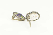 Load image into Gallery viewer, Base Metal Cross Stitch Violets Bouquet Flower Clip Back Earrings