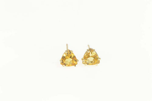 14K Trillion Citrine Solitaire Stud Classic Earrings Yellow Gold