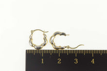 Load image into Gallery viewer, 10K Two Tone Scalloped Puffy Huggies Hoop Earrings White Gold