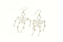 Load image into Gallery viewer, Sterling Silver Stylized Wire Skeleton Anatomy Dangle Fringe Earrings