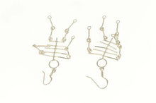 Load image into Gallery viewer, Sterling Silver Stylized Wire Skeleton Anatomy Dangle Fringe Earrings