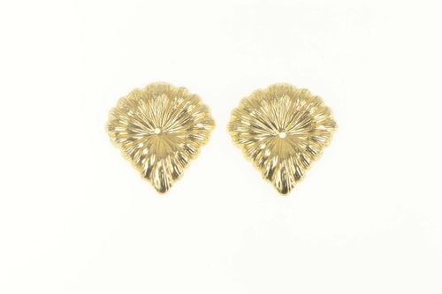 14K Puffy Scalloped Tear Drop Stud Enhancer Earring Jackets Yellow Gold