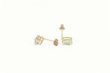 Load image into Gallery viewer, 10K Oval Blue Topaz Classic Solitaire Stud Earrings Yellow Gold