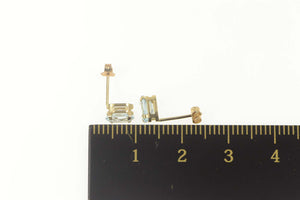 10K Oval Blue Topaz Classic Solitaire Stud Earrings Yellow Gold