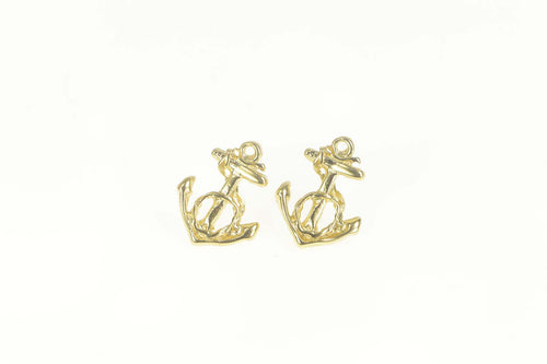 14K Ships Anchor Nautical Sailing Hope Symbol Earrings Yellow Gold