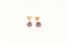 Load image into Gallery viewer, 14K Round Natural Ruby Solitaire Classic Stud Earrings Yellow Gold