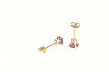 Load image into Gallery viewer, 14K Round Natural Ruby Solitaire Classic Stud Earrings Yellow Gold