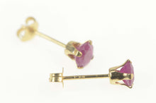 Load image into Gallery viewer, 14K Round Natural Ruby Solitaire Classic Stud Earrings Yellow Gold