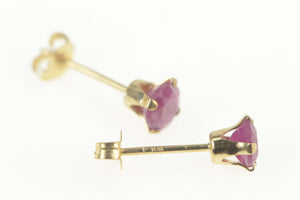 14K Round Natural Ruby Solitaire Classic Stud Earrings Yellow Gold