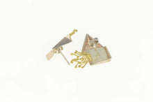 Load image into Gallery viewer, Sterling Silver 18k Two Tone Abstract Geometric House Earrings