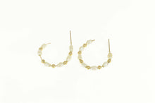 Load image into Gallery viewer, 10K Classic Pearl Beaded Semi Hoop Earrings Yellow Gold