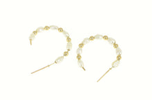Load image into Gallery viewer, 10K Classic Pearl Beaded Semi Hoop Earrings Yellow Gold