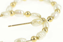 Load image into Gallery viewer, 10K Classic Pearl Beaded Semi Hoop Earrings Yellow Gold
