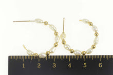 Load image into Gallery viewer, 10K Classic Pearl Beaded Semi Hoop Earrings Yellow Gold