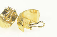 Load image into Gallery viewer, 18K Scalloped Puffy Retro Curved French Clip Earrings Yellow Gold